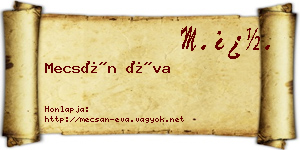 Mecsán Éva névjegykártya